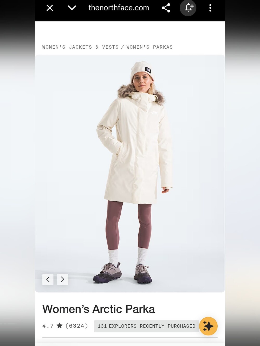 The North Face Women’s Arctic Parka - White Dune, Medium